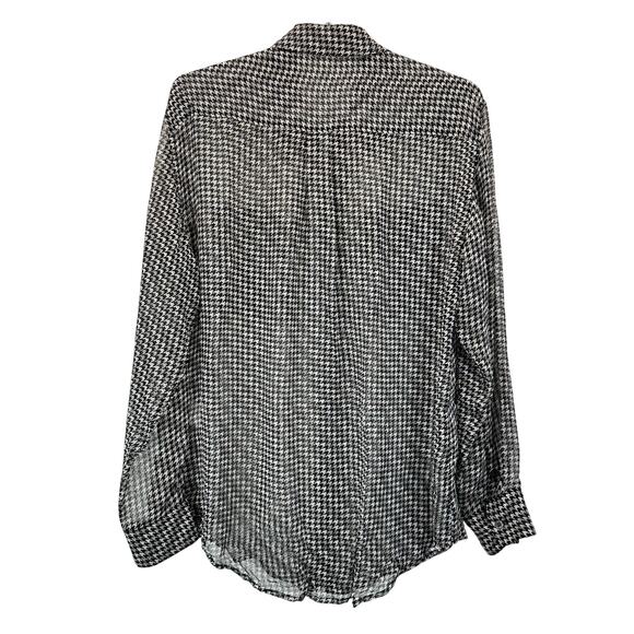EQUIPMENT Signature Silk Chiffon Shirt Blouse in Houndstooth Print Size M - Picture 3 of 8